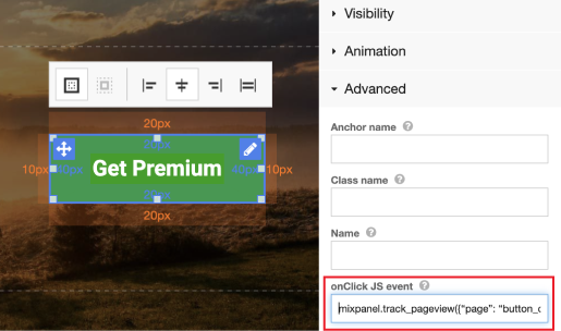 Adding a fake button in website builder